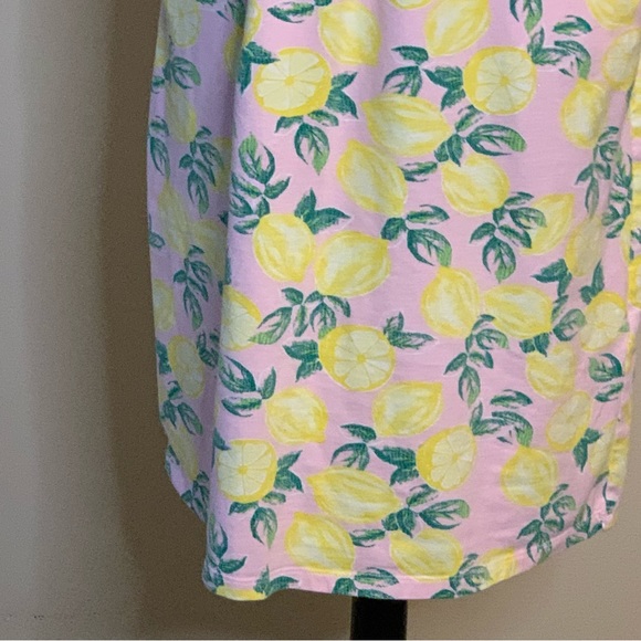 C&C CALIFORNIA Lemon Print Dress Pink Medium Knit Sleeveless - Picture 7 of 11